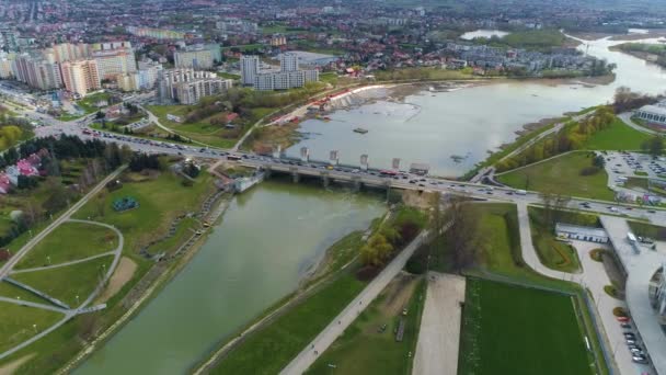 Carpathian Bridge River Wislok Rzeszow Most Karpacki Aerial View Poland — Stockvideo