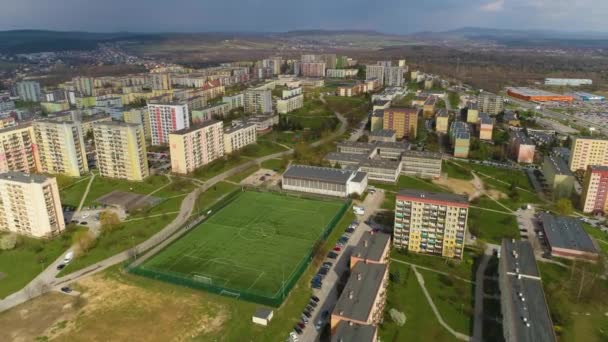 Sunny Hill Football Field Kielce Sloneczne Wzgorze Aerial View Poland — Video