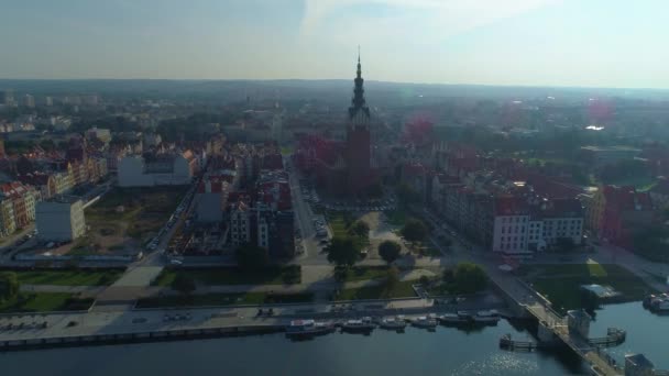 Wybrzeże Elbląskie Most Katedralny Wybrzeże Gdańskie Widok Lotu Ptaka Polska — Wideo stockowe