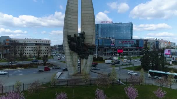 Emlékmű Forradalmi Okirat Rzeszow Pomnik Légi Nézet Lengyelország Kiváló Minőségű — Stock videók
