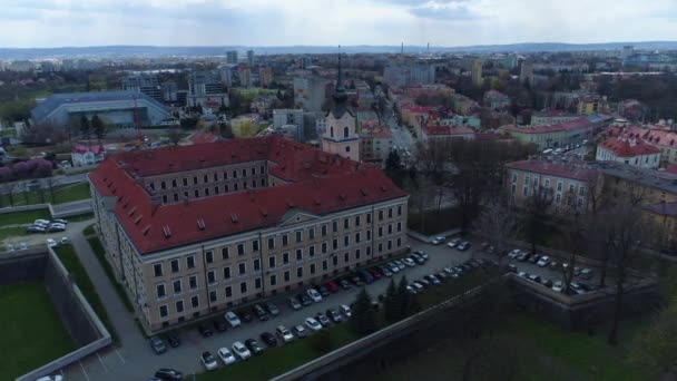 Castle Lubomirskich Rzeszow Zamek Aerial View Poland High Quality Footage — Video