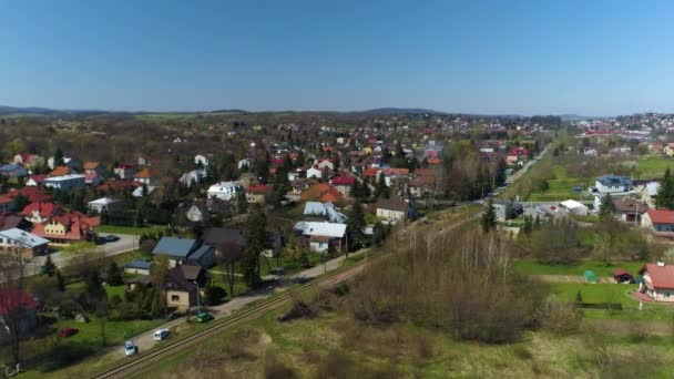 Panorama Tracs Landschaft Sanok Luftaufnahme Polen Hochwertiges Filmmaterial — Stockvideo