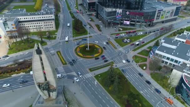 Dmowskiego Roundabout Rzeszow Rondo Aerial View Πολωνία Υψηλής Ποιότητας Πλάνα — Αρχείο Βίντεο