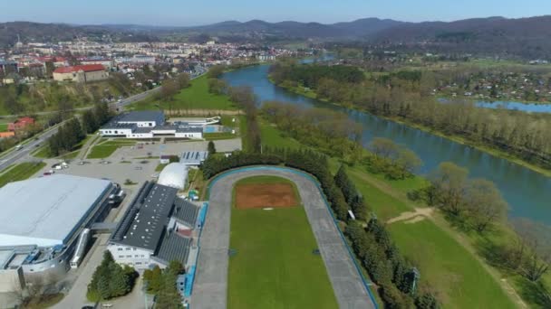Recreation Center Arena Sanok Mosir Aerial View Poland High Quality — Video