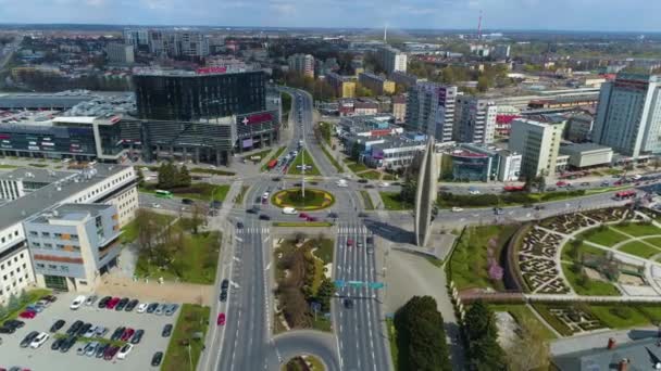 Panorama Garden Roundo Monument Rzeszow Aerial View Poland High Quality — Video