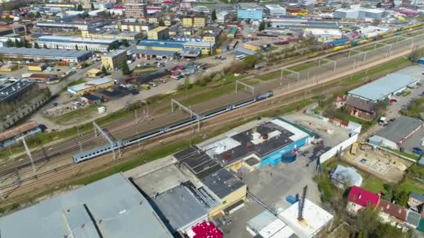 Panorama Train Rzeszow Pociag Aerial View Poland High Quality Footage — Video
