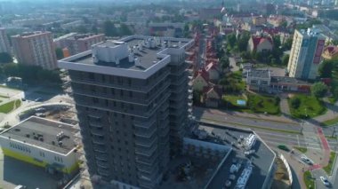 Skyscraper Elblag Wiezowiec Aerial View Poland. High quality 4k footage