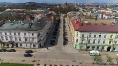Adam Mickiewicz Street Kielce Aerial View Poland. High quality 4k footage