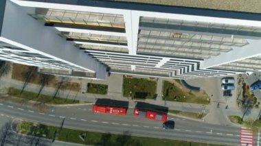 Top Down Skyscrapers Rzeszow Wiezowce Aerial View Poland. High quality 4k footage