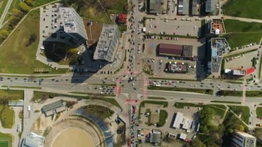 Top Down Kavşağı Rzeszow Powstancow Warszawy Hetmanska Havacılık Polonya. Yüksek kalite 4k görüntü
