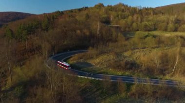 Beautiful Serpentine Mountains Sanok Bieszczady Aerial View Poland. High quality 4k footage