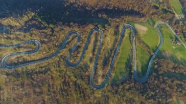 Güzel Yılan Dağları Sanok Bieszczady Hava Görüntüsü Polonya. Yüksek kalite 4k görüntü