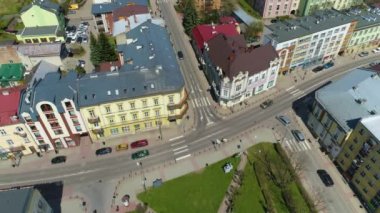 Kosciuszki Street Sanok Aerial View Poland. High quality 4k footage