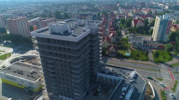 Skyscraper Elblag Wiezowiec Aerial View Poland High Quality Footage — Stockvideo