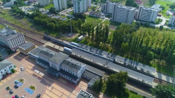 Train Station Elblag Dworzec Kolejowy Aerial View Poland High Quality — Stock video