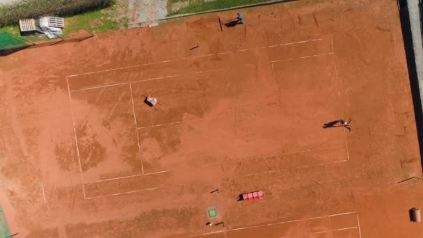 网球场Sanok Korty Tenisowe Aerial View Poland 高质量的4K镜头 — 图库视频影像