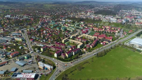 Beau Panorama Sanok Vue Aérienne Pologne Images Haute Qualité — Video