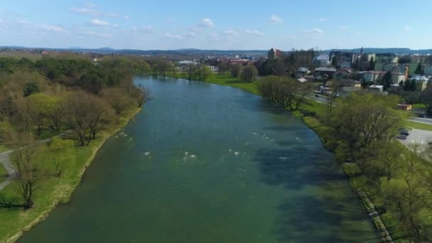San Schöner Fluss Sanok Luftaufnahme Polen Hochwertiges Filmmaterial — Stockvideo