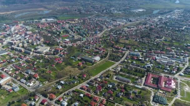 Beautiful Landscape Panorama Sanok Aerial View Poland High Quality Footage — Video