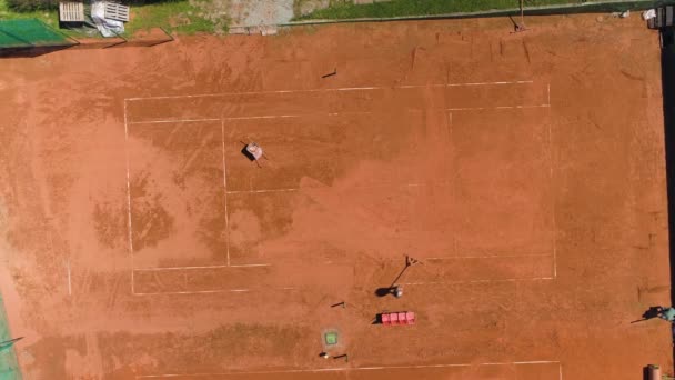 Tennis Courts Sanok Korty Tenisowe Aerial View Poland High Quality — Stockvideo