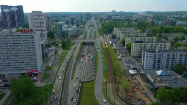 Panorama Expressway Katowice Trasa Szybkiego Ruchu Aerial View Poland. High quality 4k footage