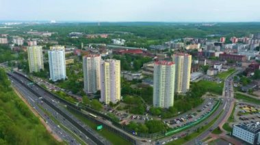Panorama Star Housing Estate Katowice Osiedle Gwiazdy Aerial View Poland. High quality 4k footage