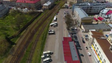 Railway Station Przemysl Glowny Stacja Aerial View Poland. High quality 4k footage