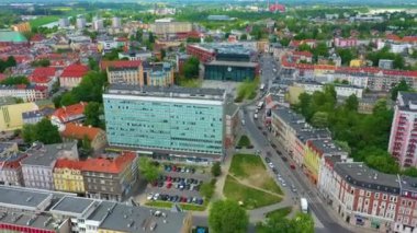 Provincial Office Square Kopernika Opole Plac Aerial View Poland. High quality 4k footage