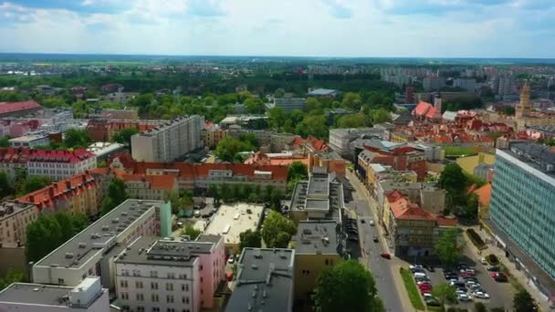 Beautiful Landscape Downtown Opole Aerial View Poland High Quality Footage — Stock Video