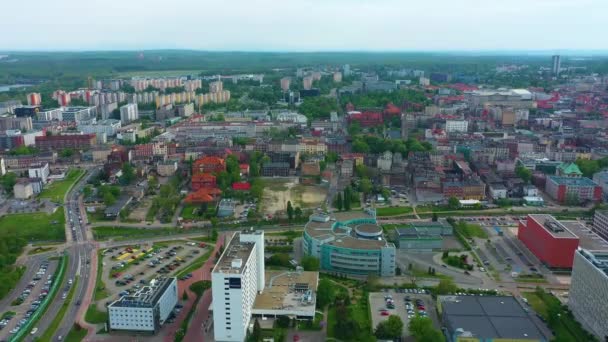 Panorama Buildings Forest Katowice Aerial View Poland High Quality Footage — 비디오