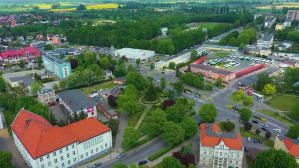 Gymnasium Square Olawa Plac Gimnazjalny Aerial View Polen Hoge Kwaliteit — Stockvideo