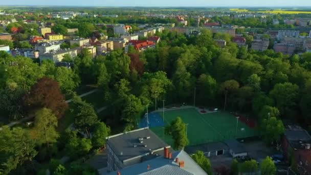 Central Park Brzeg Centralny Aerial View Polen Hoge Kwaliteit Beeldmateriaal — Stockvideo