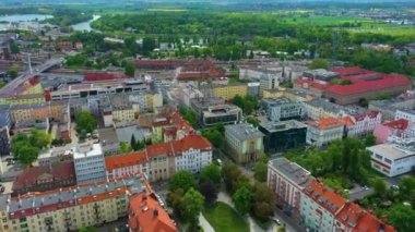 Panorama Main Railway Station Opole Stacja Kolejowa Aerial View Poland. High quality 4k footage