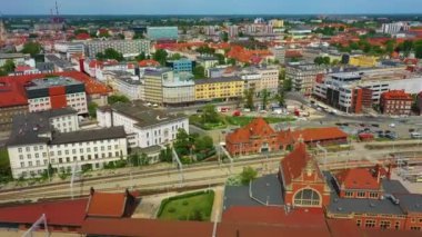 Main Railway Station Opole Stacja Kolejowa Aerial View Poland. High quality 4k footage