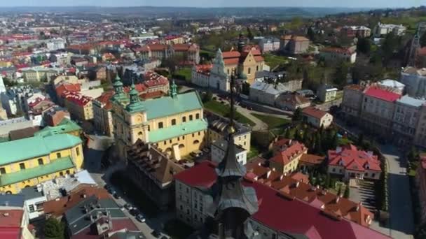 Panorama Cathedral Tower Przemysl Katedra Aerial View Poland High Quality — Stock video
