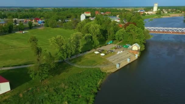 Речная Гавань Одра Бжег Пшистан Вид Воздуха Польша Высококачественные Кадры — стоковое видео