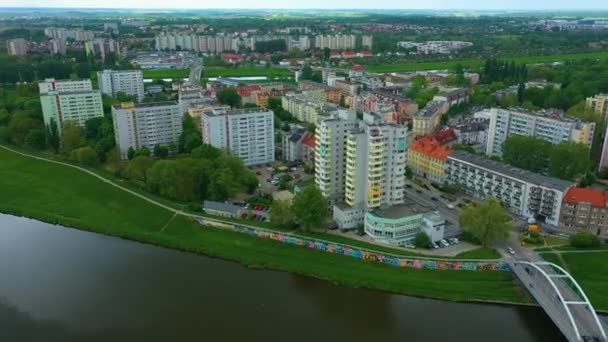 Ακίνητα Μεταξύ Ποταμών Opole Odra Aerial View Πολωνία Υψηλής Ποιότητας — Αρχείο Βίντεο