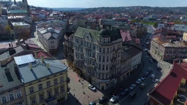 Square Gate Przemysl Plac Bramie Aerial View Poland High Quality — Stockvideo
