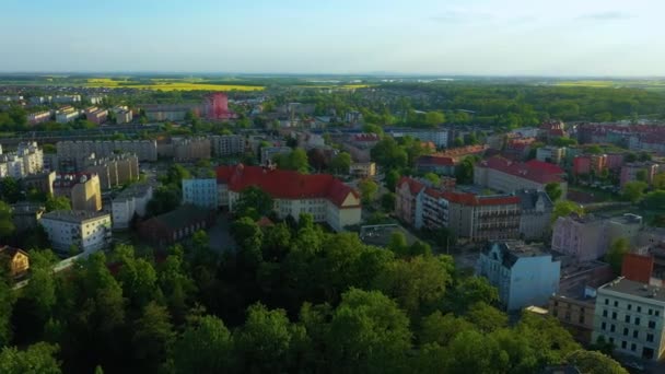 Beautiful Panorama Park Brzeg Aerial View Poland High Quality Footage — Stock video