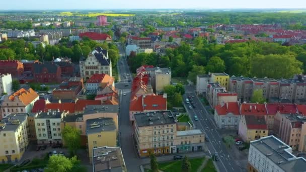 Panorama Park Brzeg Staromiejska Aerial View Poland High Quality Footage — Stockvideo