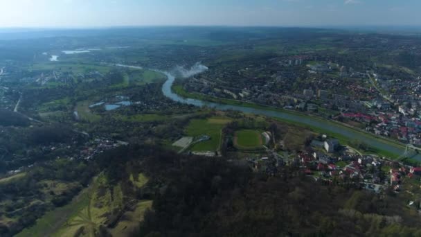 Panorama River San Przemysl Aerial View Poland High Quality Footage — Wideo stockowe