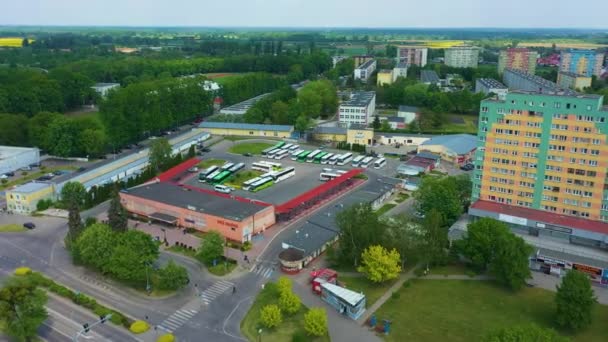 Autobusové Nádraží Olawa Dworzec Autobusowy Aerial View Polsko Vysoce Kvalitní — Stock video