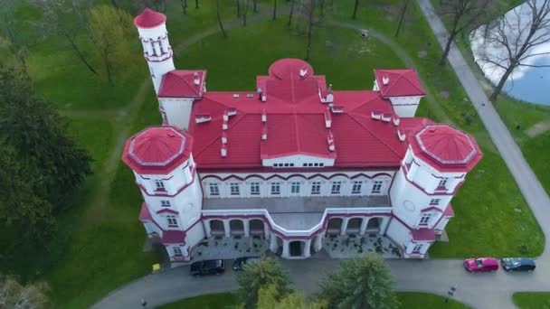 Palace Lubomirskich Park Przemysl Palac Aerial View Poland High Quality — Stockvideo