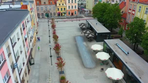 Market Square Olawa Ratusz Rynek Fontanna Aerial View Poland High — Video