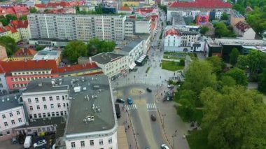 Freedom Square Opole Plac Wolnosci Aerial View Poland. High quality 4k footage