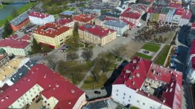 Eski Şehir Meydanı Przemysl Rynek Starego Miasta Hava Görüntüsü Polonya. Yüksek kalite 4k görüntü