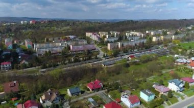 Panorama Of Houses On The Hill Kazanow Przemysl Wzgorze Aerial View Poland. High quality 4k footage
