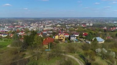 Tepedeki Evlerin Panoraması Przemysl Wzgorze Hava Görüntüsü Polonya. Yüksek kalite 4k görüntü