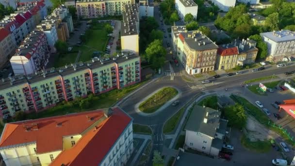 Apartments River Odra Brzeg Rondo Rzeka Aerial View Poland High — Stockvideo