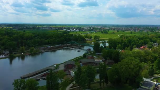 Bridge Odra River Opole Most Rzeka Aerial View Poland High — Video Stock